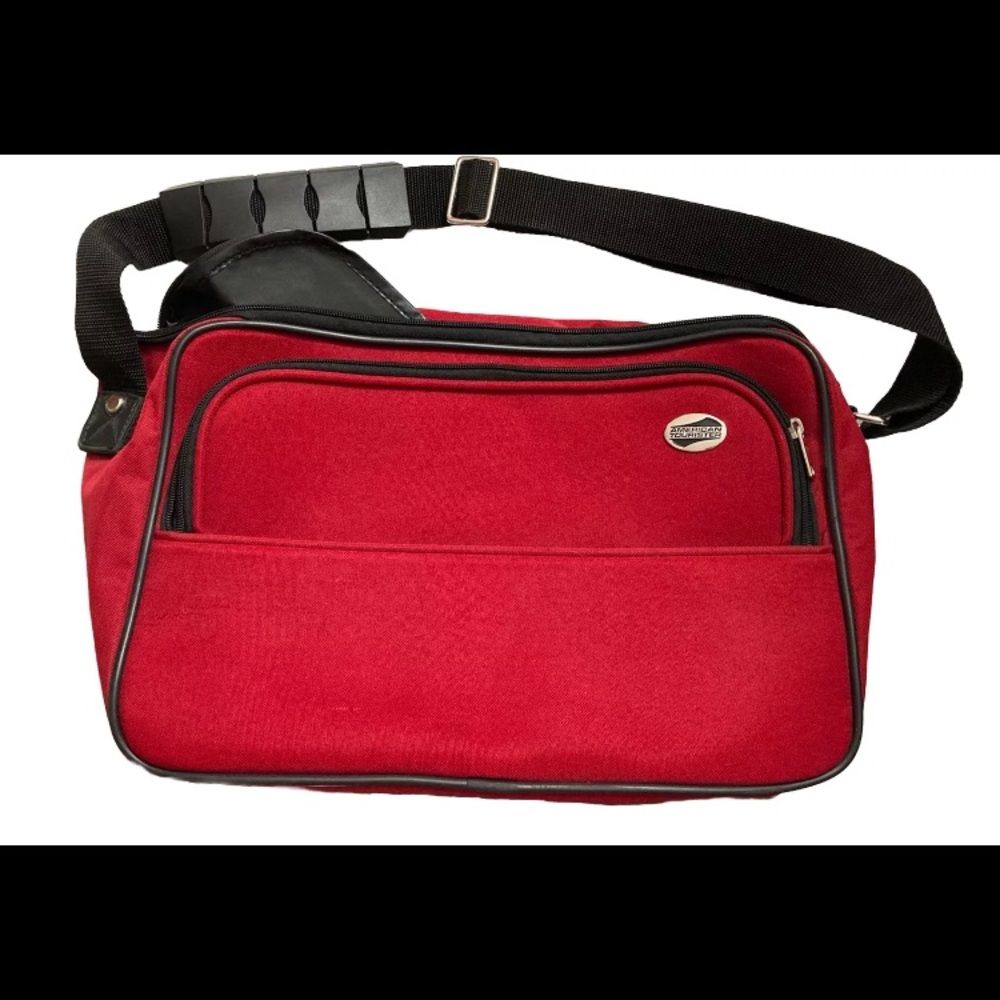 Vintage American Tourister Red Shoulder Bag Carry-On Or Hook Onto Luggage GUC
